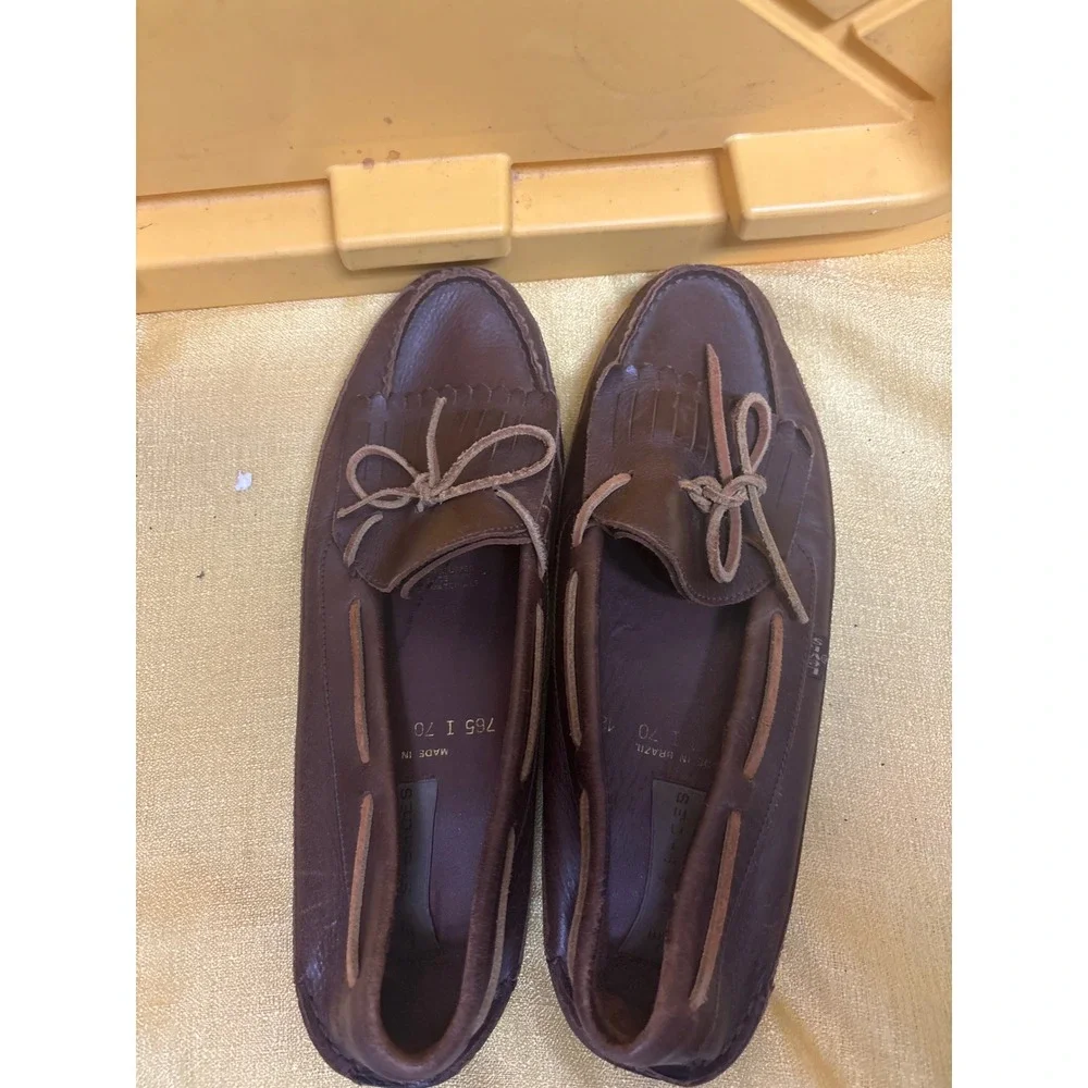 Levi's Loafers Mens 12M Brown Excellent Vintage Leather Kiltie Fringe‎ Moccasin